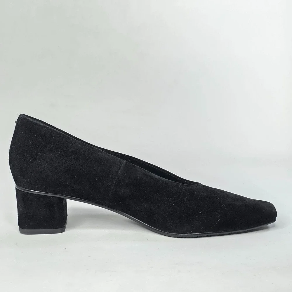 Vaneli Solara Womens Heels Size 7.5 Black Suede Block Heel Slip On Classic Shoes